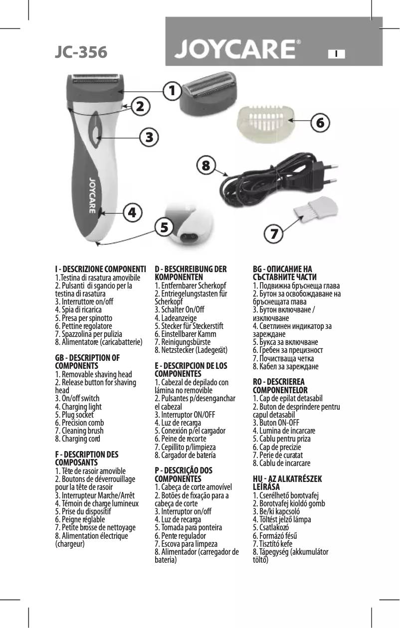 First page image of the manual for JC-356