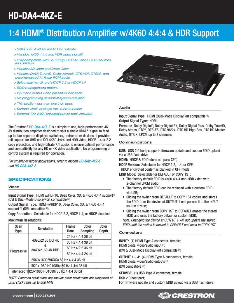 Image de la première page du manuel de l'appareil HD-DA4-4KZ-E