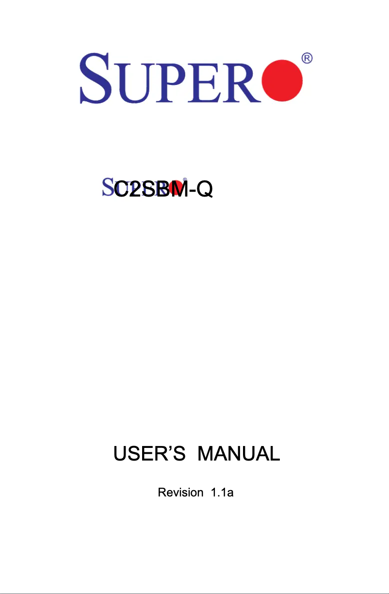 Page 1 of the manual User Manual Supermicro C2SBM-Q