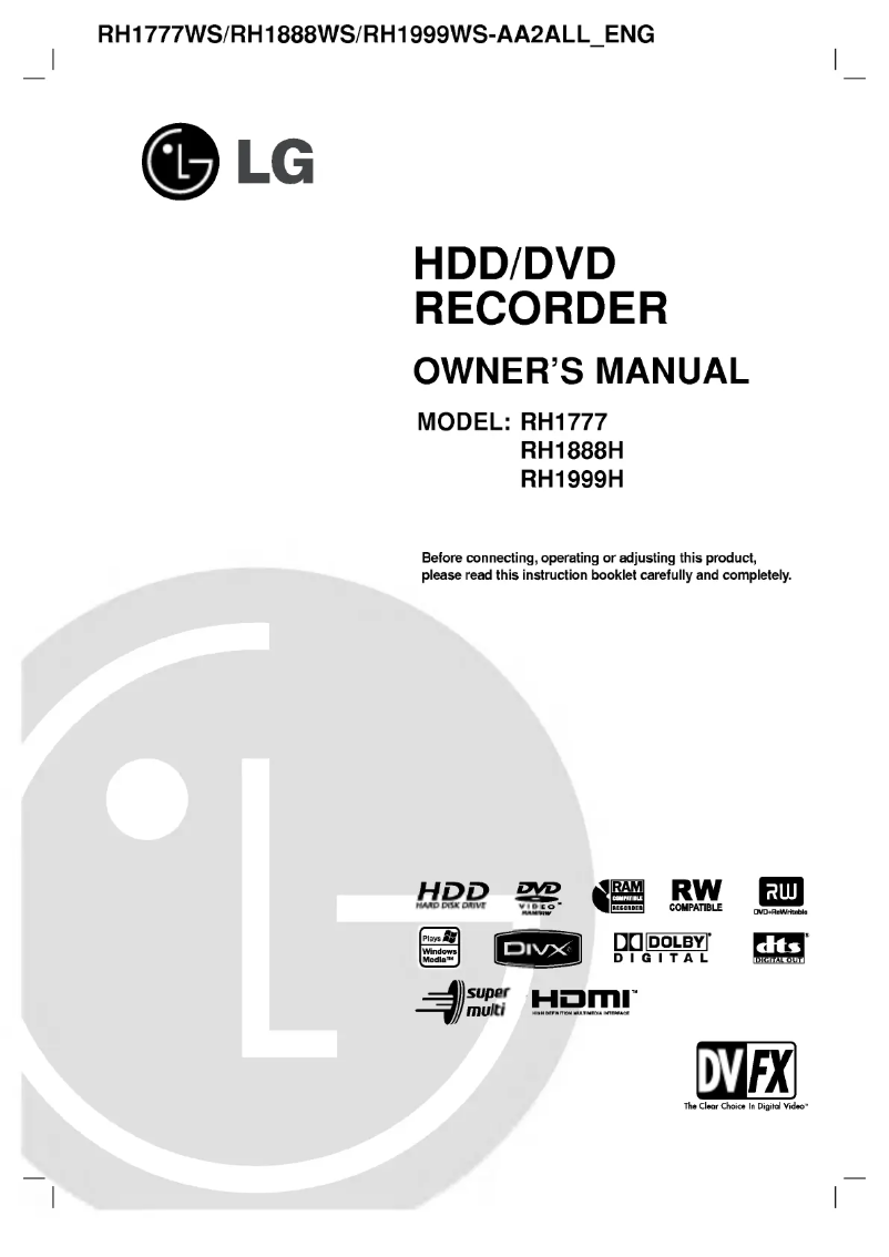 Page 1 of the manual User Manual LG RH1999H