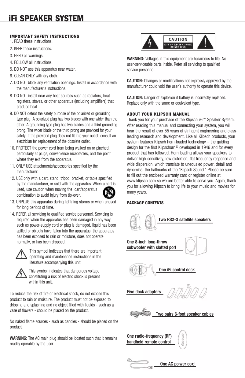 Page 1 of the manual User Manual Klipsch iFi