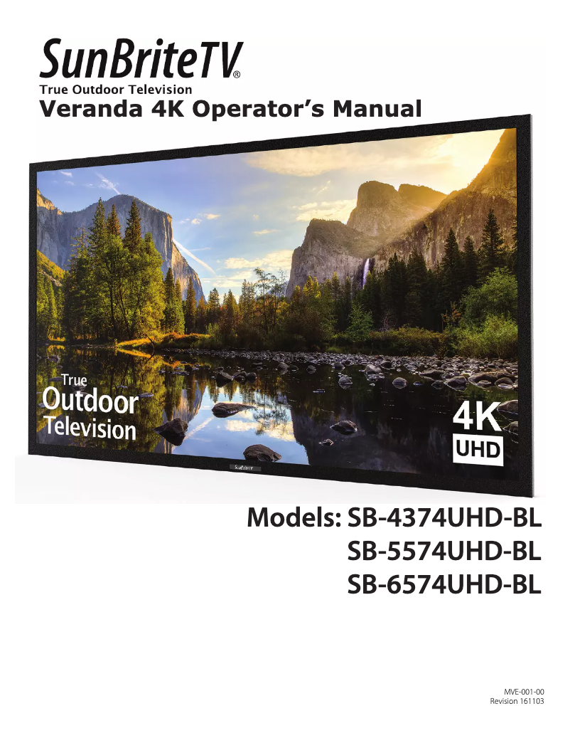 First page image of the manual for SB-6574UHD-BL