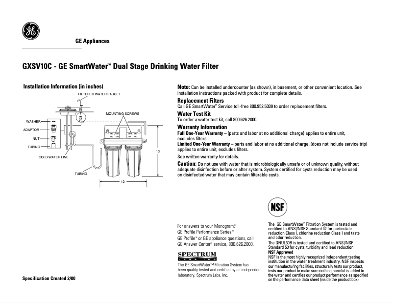 First page image of the manual for GXSV10C