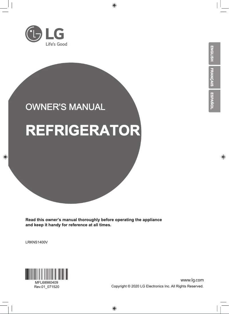 First page image of the manual for LRKNS1400V