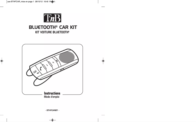Page 1 of the manual User Manual T'nB BTHFCAR01