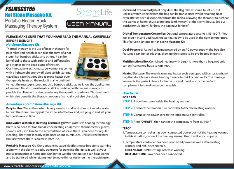 First page image of the manual for PSLMSGST65