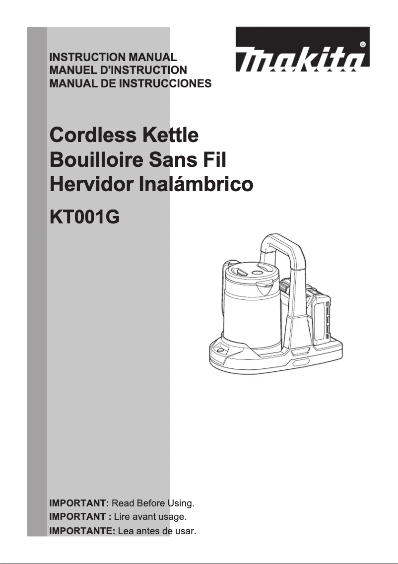 First page image of the manual for KT001G