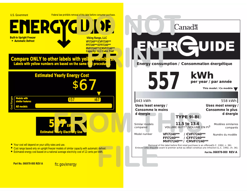 Page 1 of the manual Energy Label Viking VRI7300WRAR