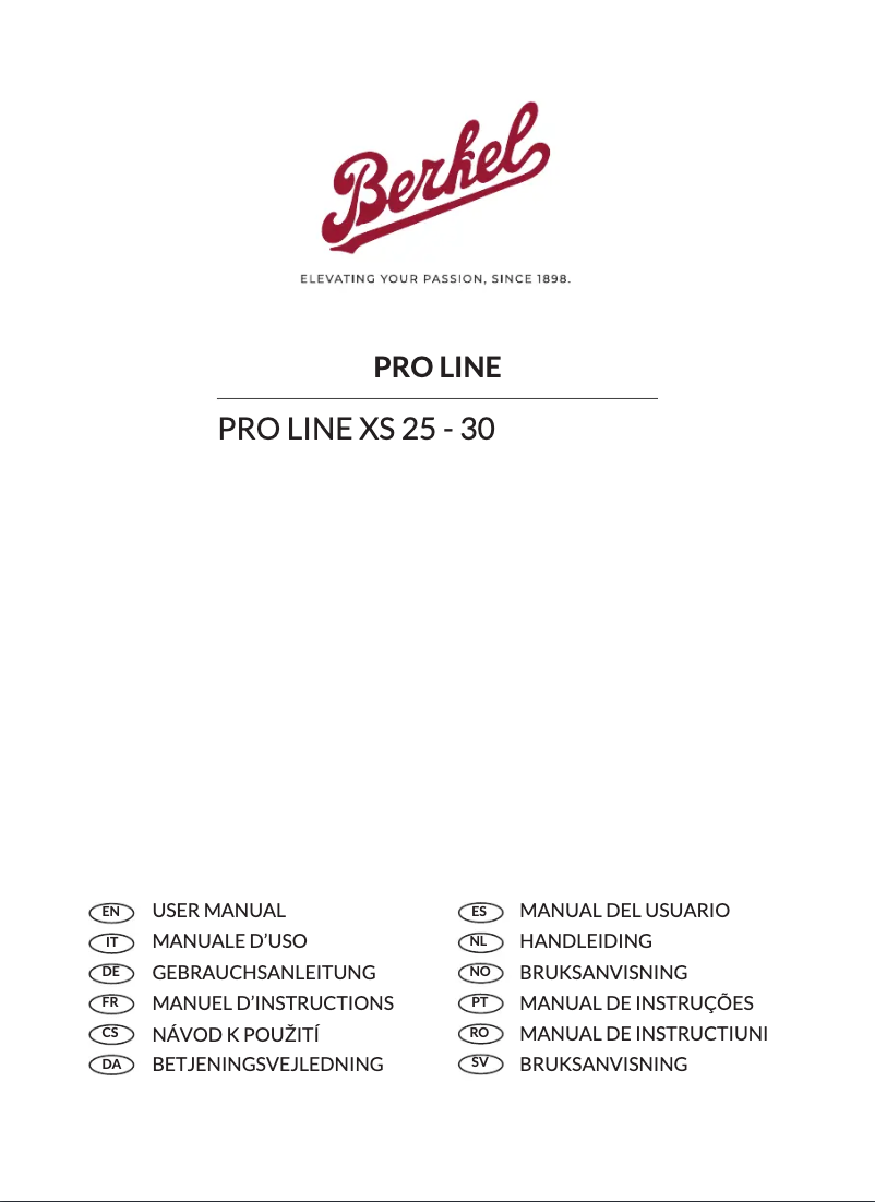 Page 1 of the manual User Manual Berkel Pro Line XS25