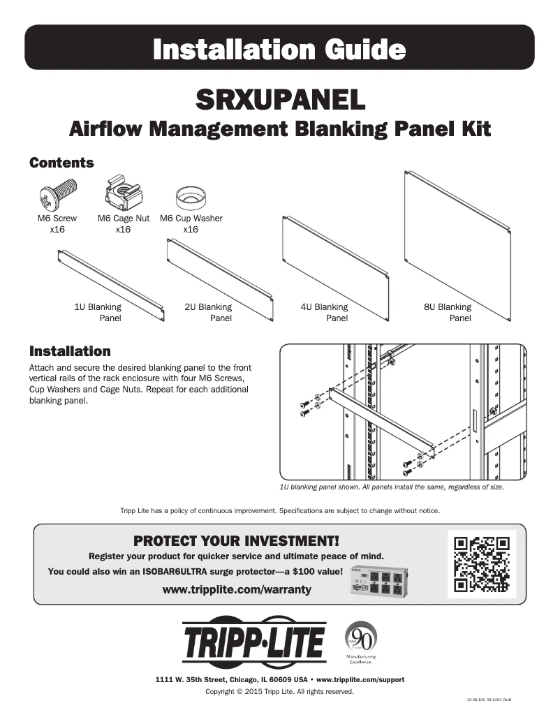 First page image of the manual for SRXUPANEL