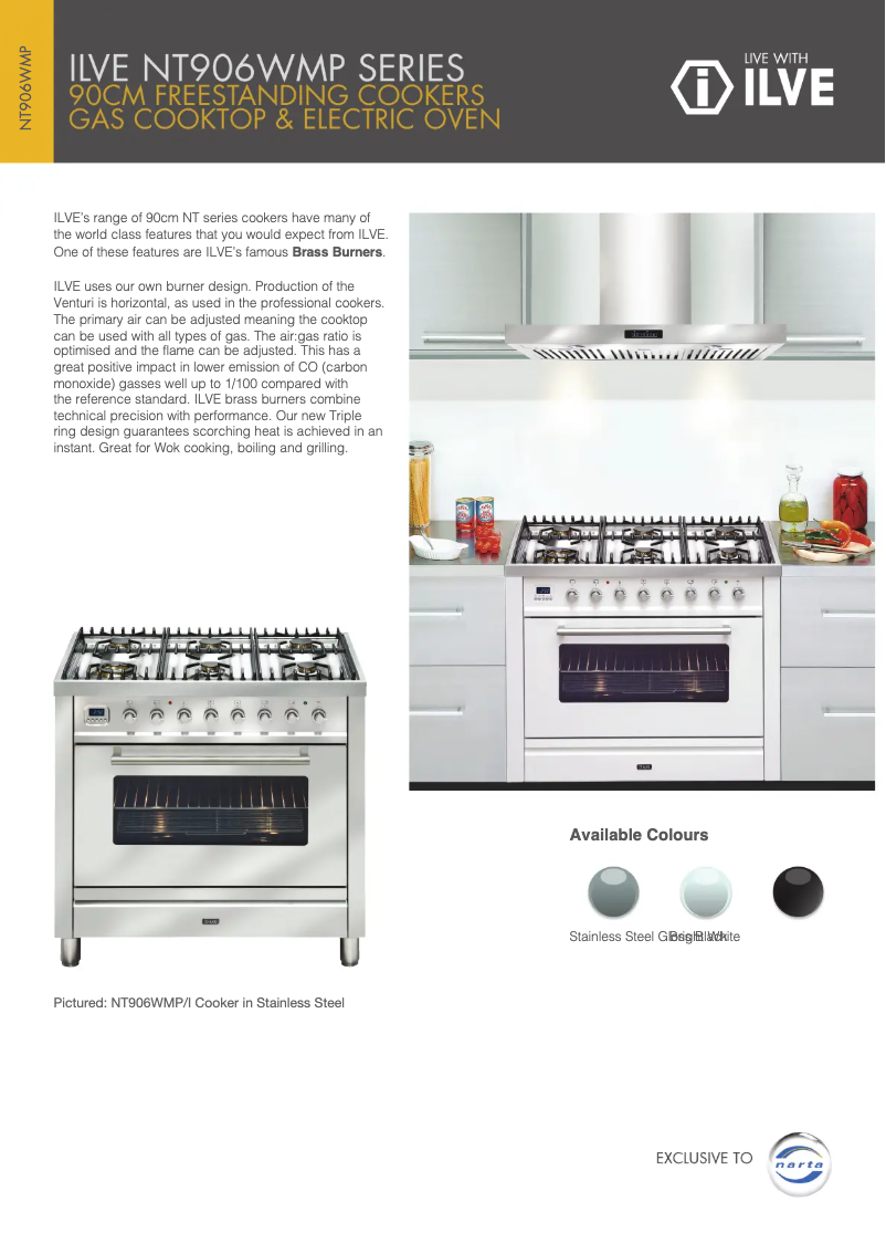 Page 1 of the manual Technical Sheet Ilve NT906WMPSS