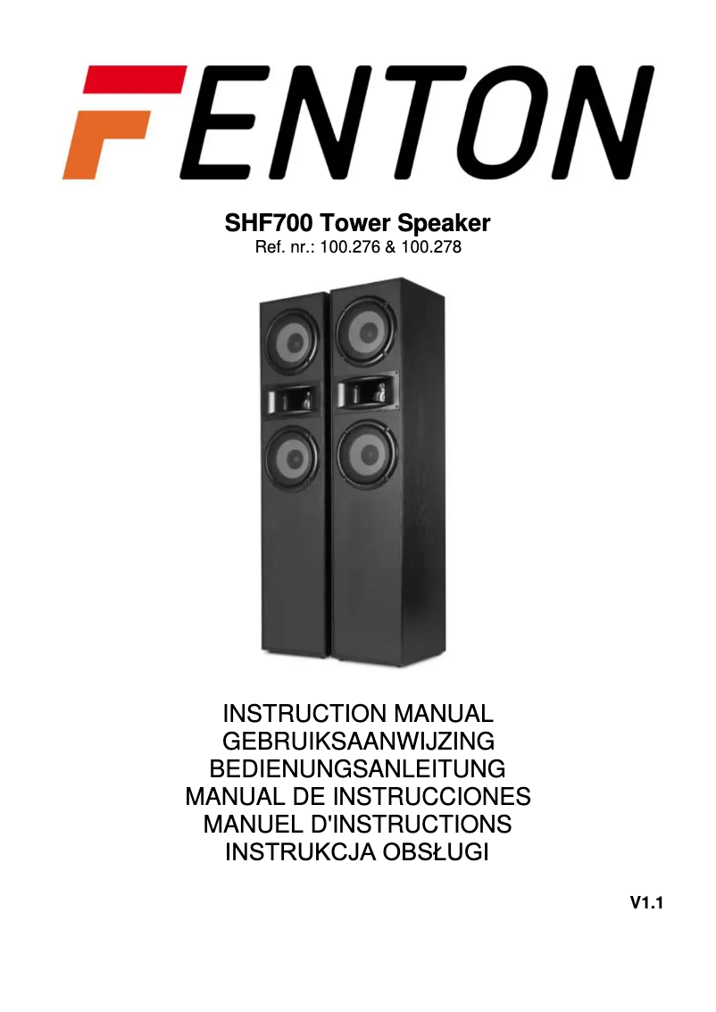 First page image of the manual for SHF700W