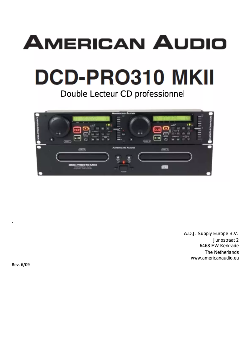Image de la première page du manuel de l'appareil DCD-PRO310 MKII