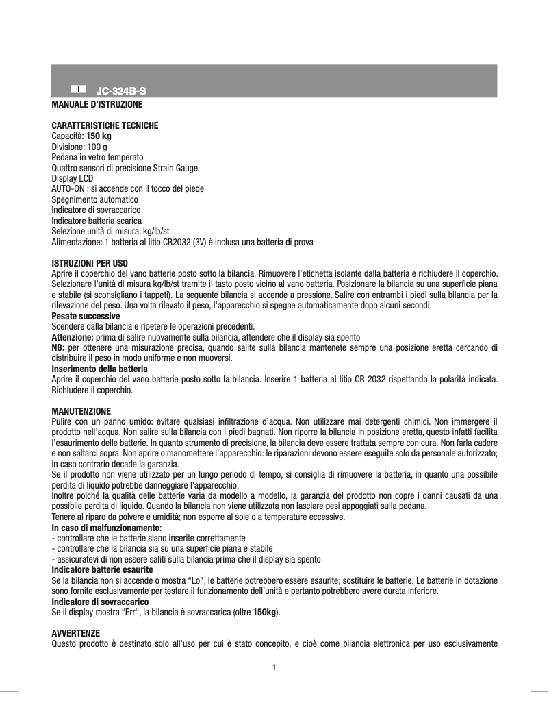 Page 1 of the manual User Manual Joycare JC-324B