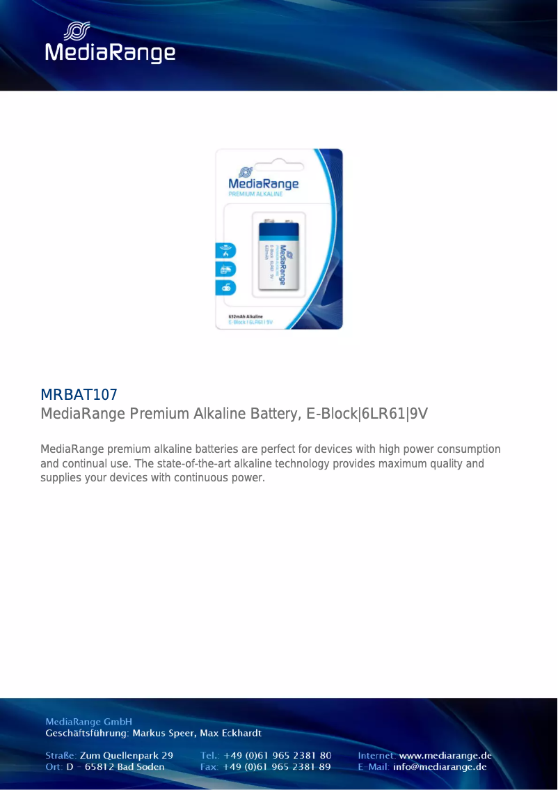 First page image of the manual for MRBAT107