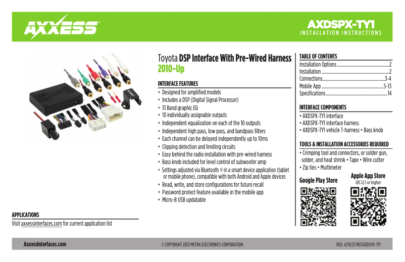 Page 1 of the manual User Manual AXESS AXDSPX-TY1
