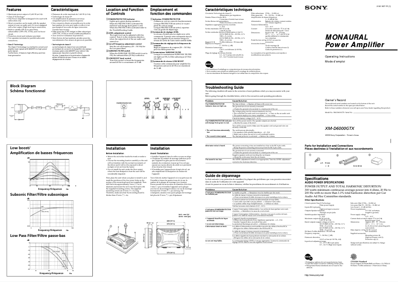 Page 1 of the manual User Manual Sony XM-D6000GTX