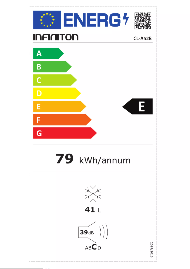 Page 1 of the manual Energy Label Infiniton CL-A52B
