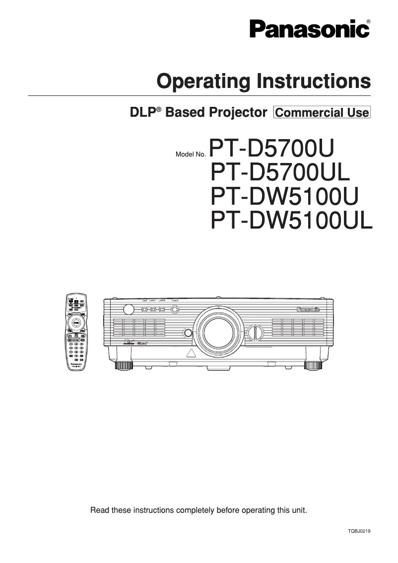 First page image of the manual for PT-D5700UL
