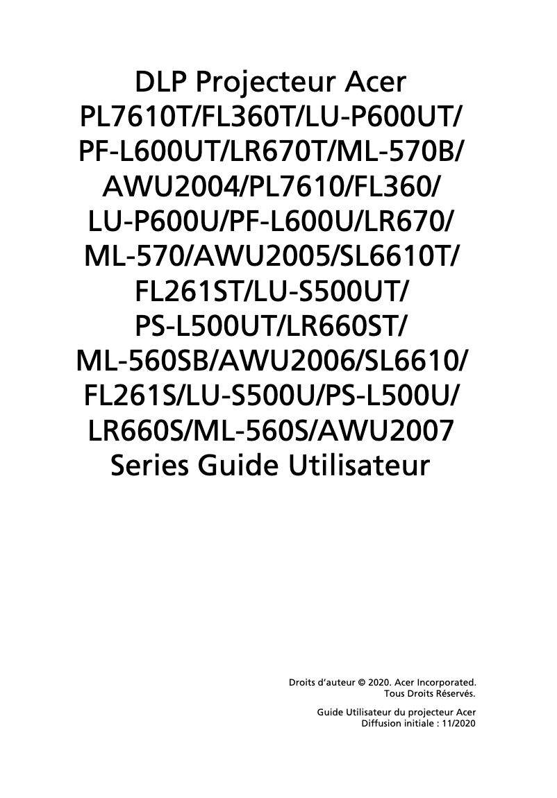 First page image of the manual for PL7610T