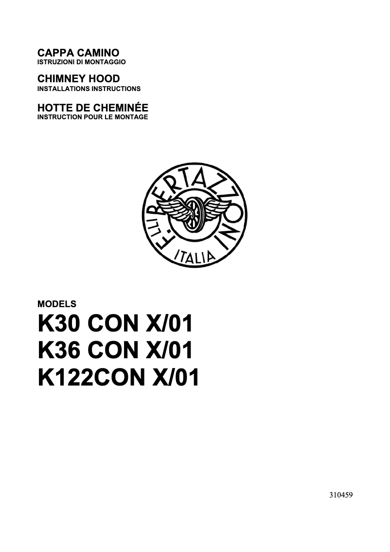 Page 1 of the manual User Manual Bertazzoni K90 CON X A