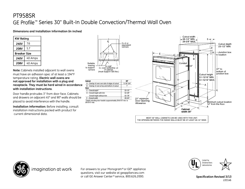 First page image of the manual for PT958SRSS