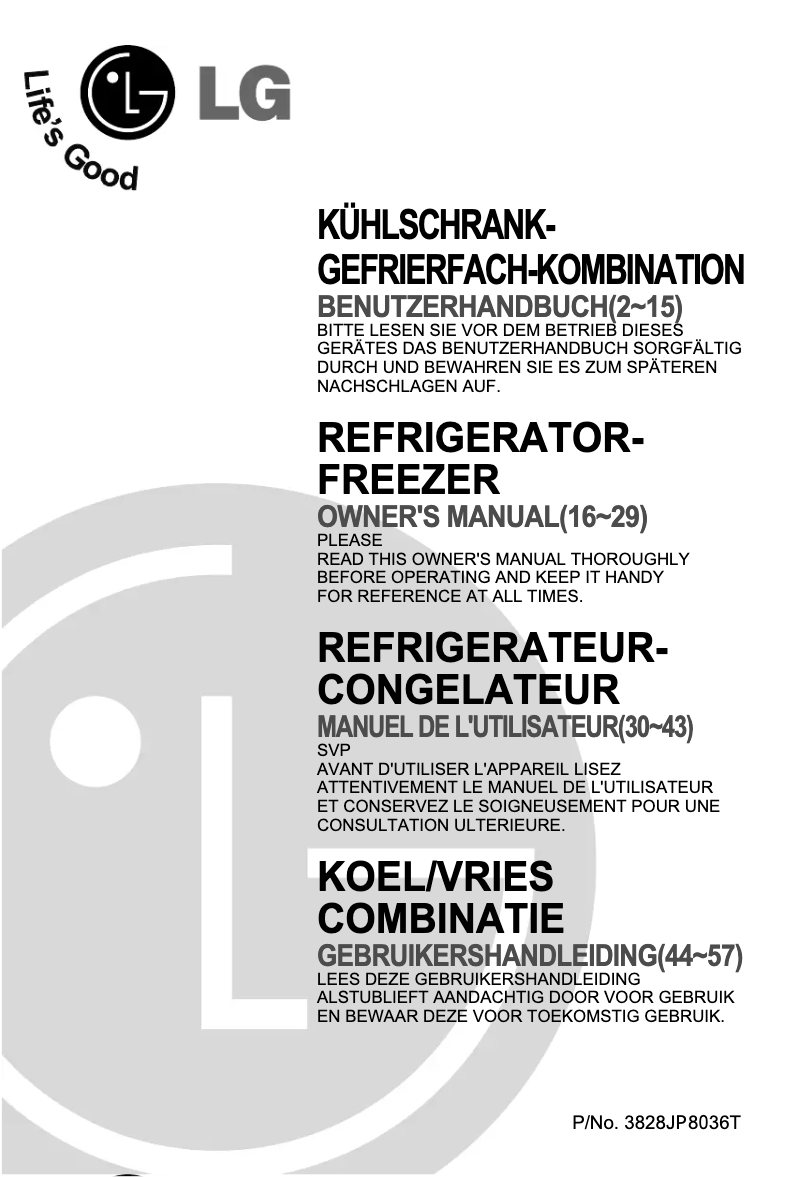 Page 1 of the manual User Manual LG GR-332SF
