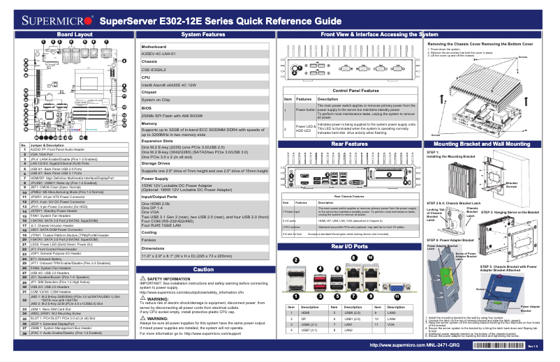First page image of the manual for SuperServer SYS-E302-12E