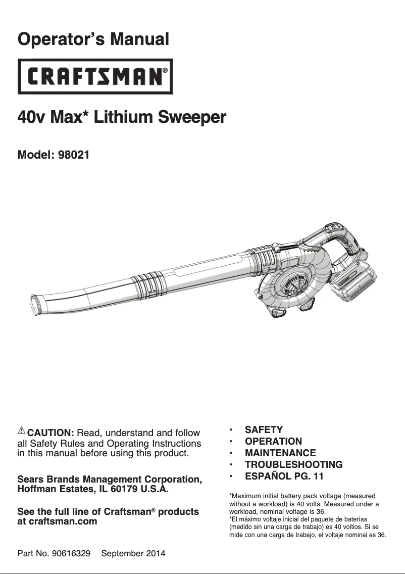 First page image of the manual for 98021SE