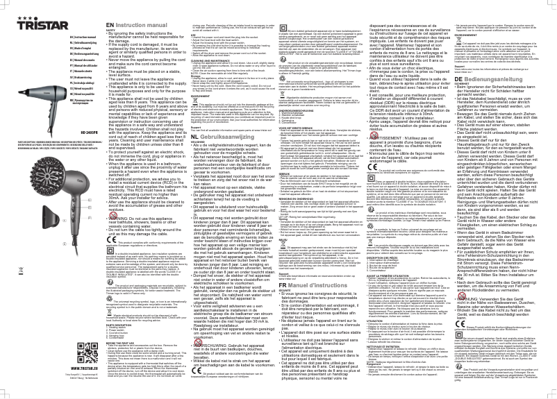 Page 1 of the manual User Manual TriStar HD-2403PR