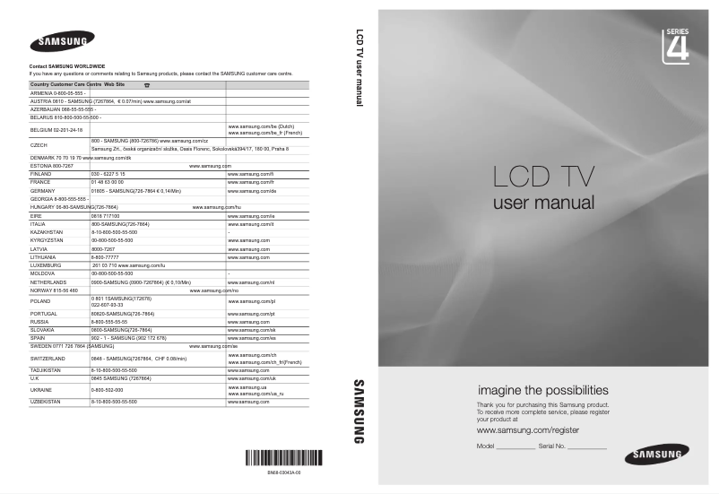 First page image of the manual for LE22C430C4W