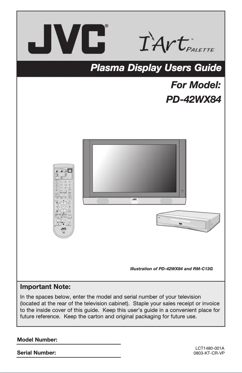 First page image of the manual for PD-42WV74