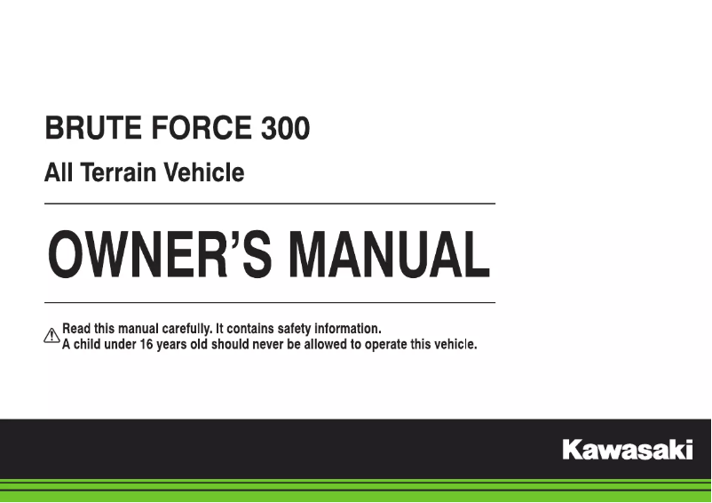 Page 1 of the manual User Manual Kawasaki Brute Force 300 (2018)