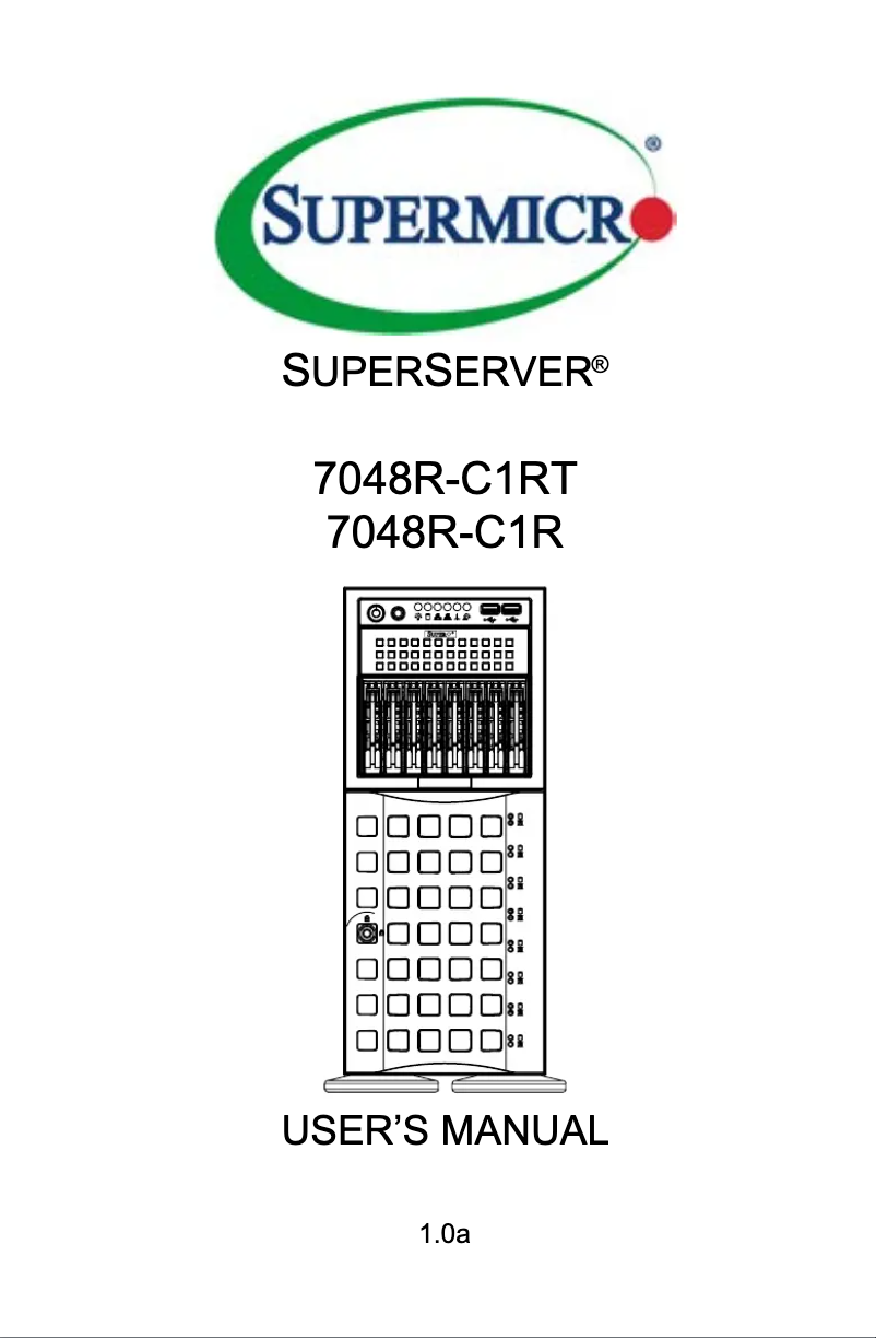 First page image of the manual for SuperServer 7048R-C1RT
