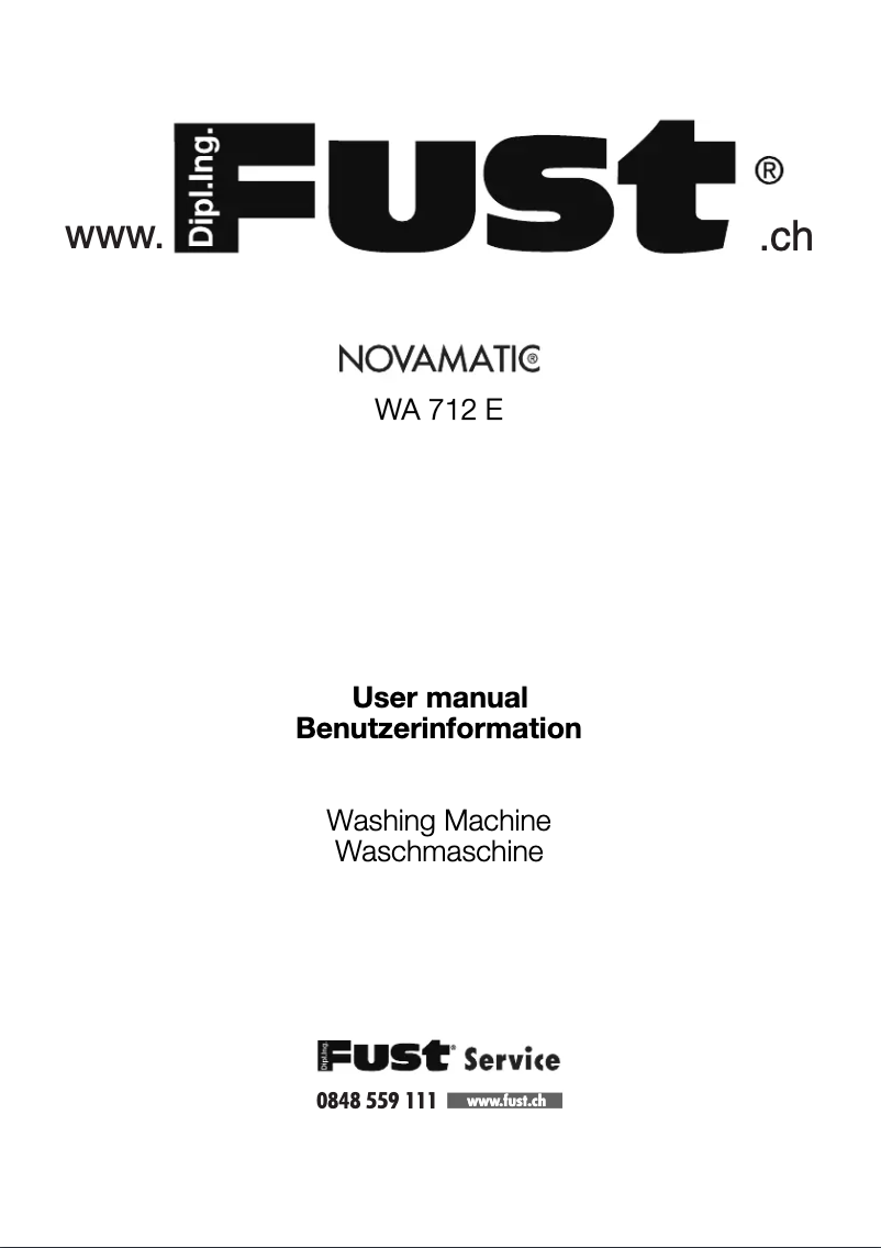 Page 1 of the manual User Manual Fust Novamatic WA 712 E
