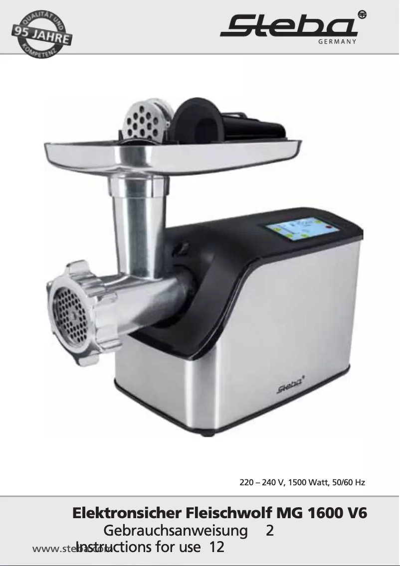 Page 1 of the manual User Manual Steba MG 1600 V6