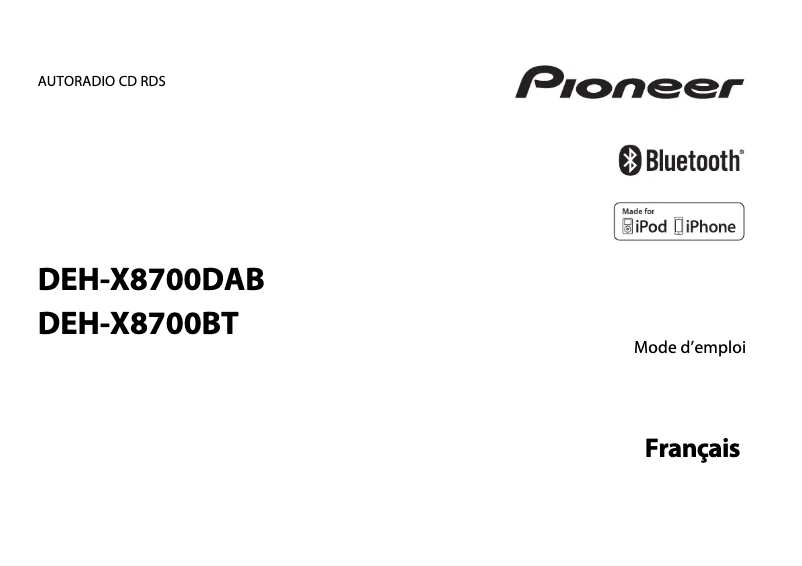 Page 1 of the manual User Manual Pioneer DEH-X8700BT