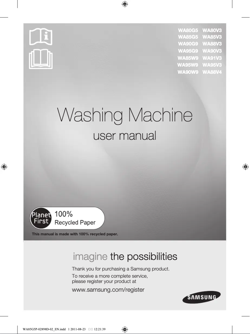 Page 1 of the manual User Manual Samsung WA88V3