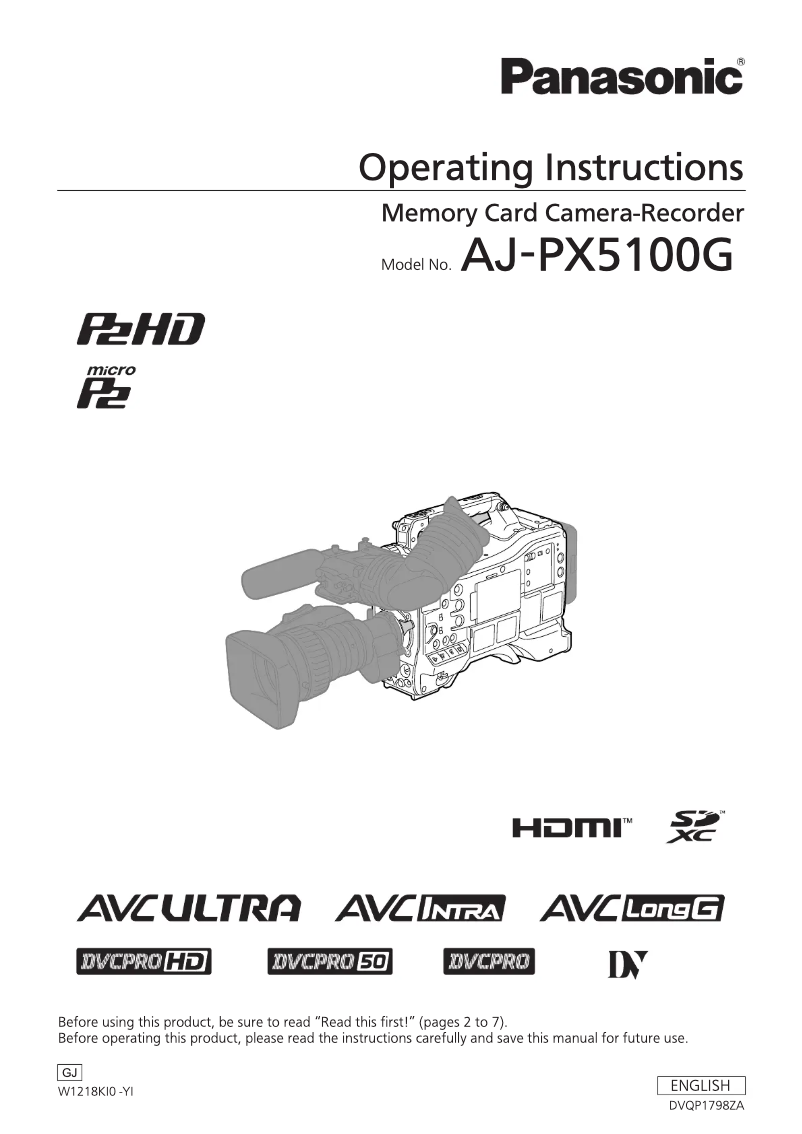 First page image of the manual for AJ-PX5100GJ