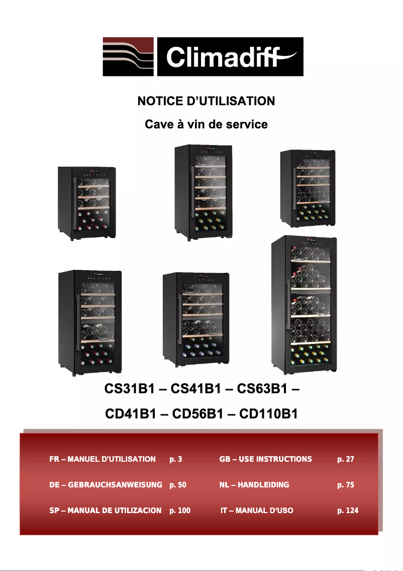 Page 1 of the manual User Manual Climadiff CD110B1