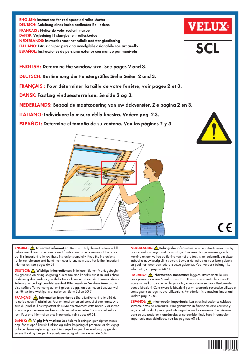 Page 1 of the manual User Manual Velux SCL