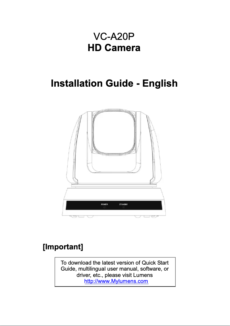 Page 1 of the manual User Manual Lumens VC-A20P