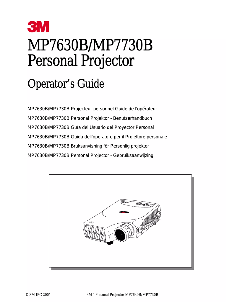 Page 1 of the manual User Manual 3M MP7630B