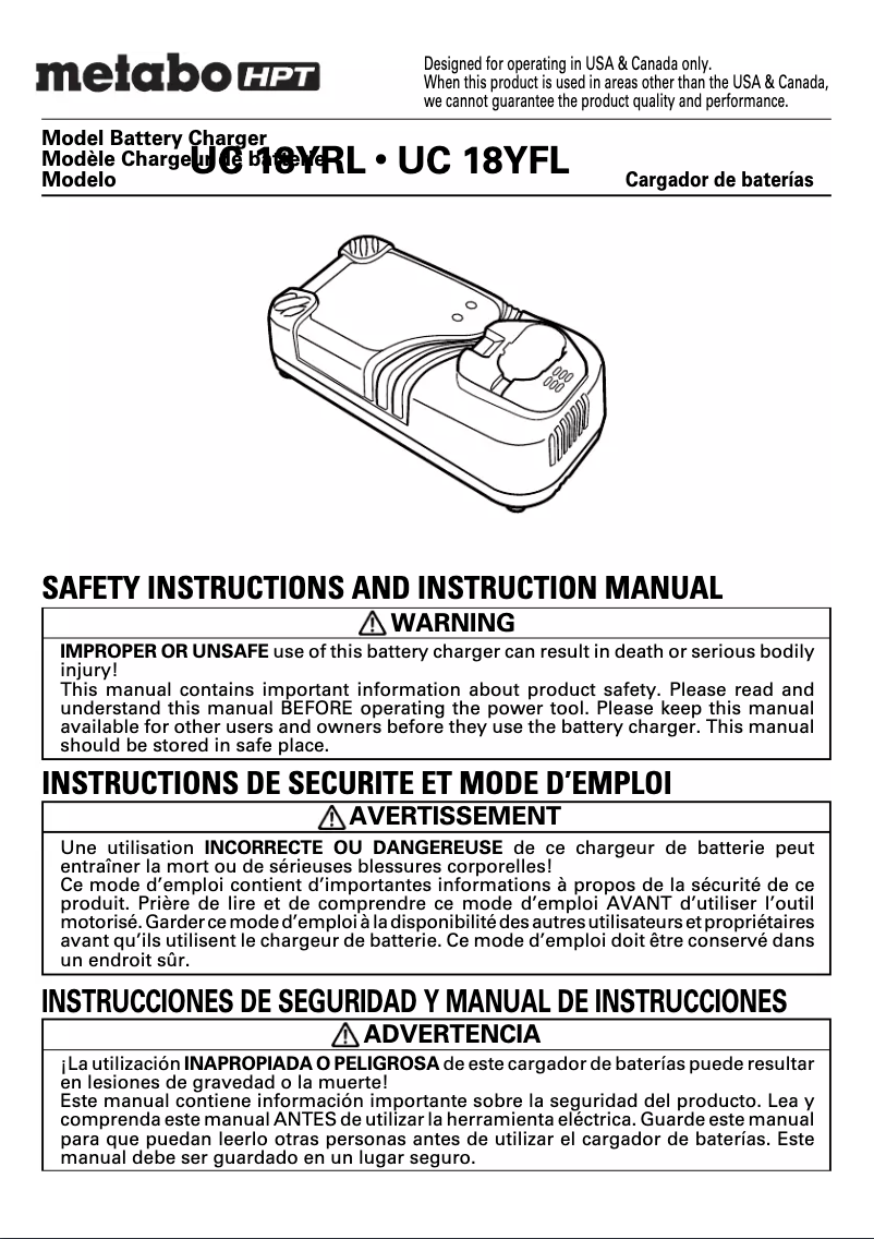 Page 1 of the manual User Manual Metabo UC 18YRL
