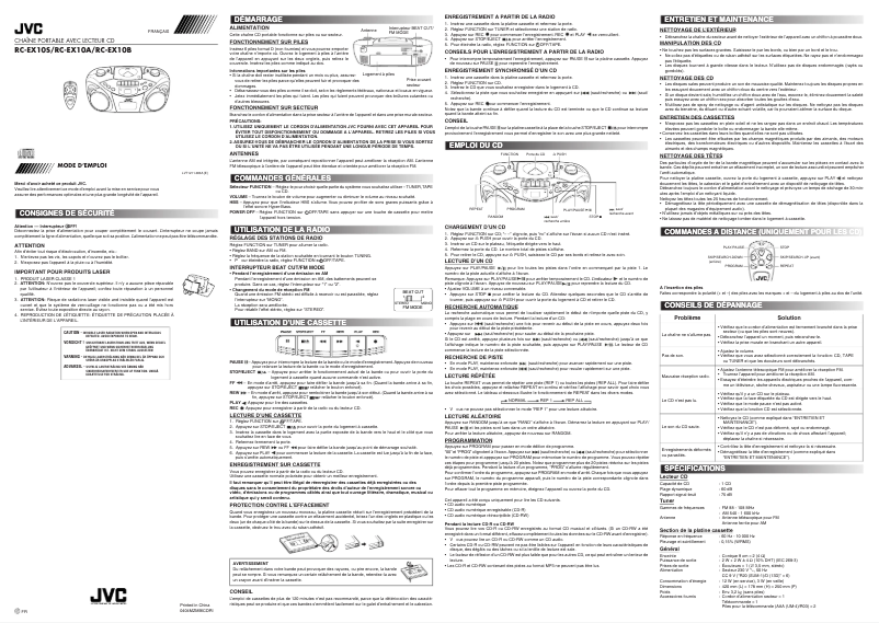 First page image of the manual for RC-EX10A