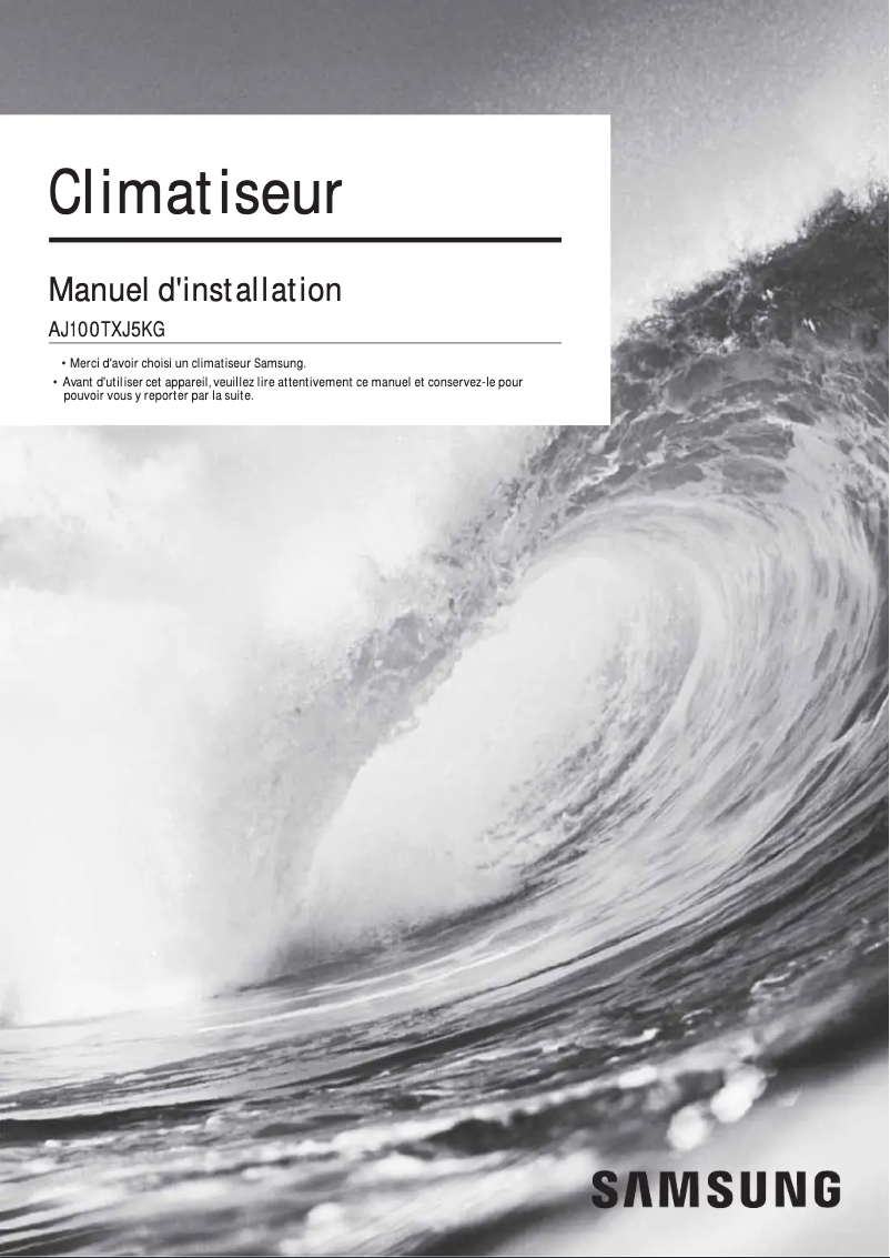 First page image of the manual for AJ100TXJ5KG