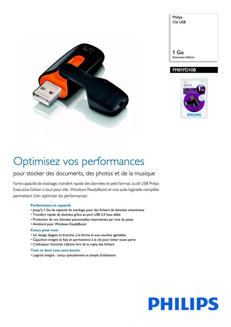 Page 1 of the manual Technical Sheet Philips FM01FD10B