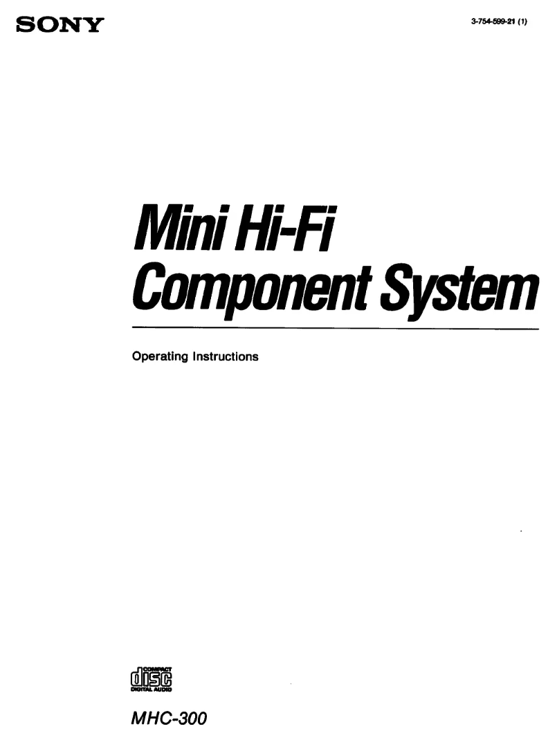 First page image of the manual for MHC-300