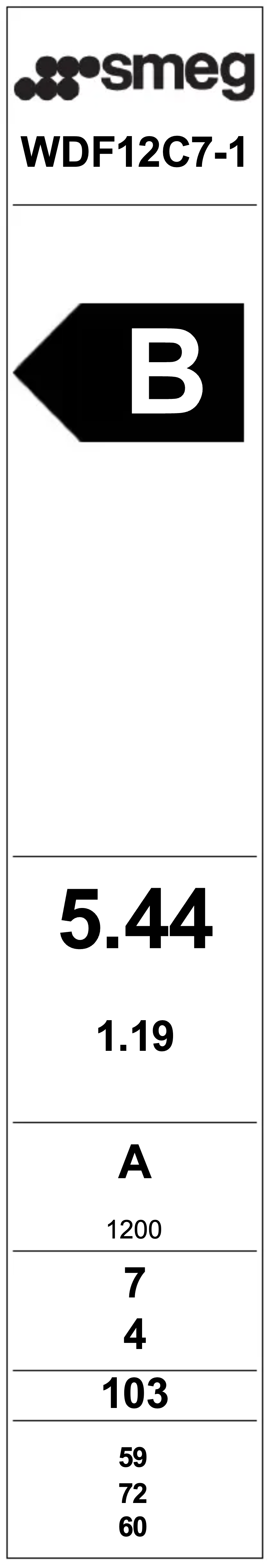 Page 1 of the manual Energy Label Smeg WDF12C7-1