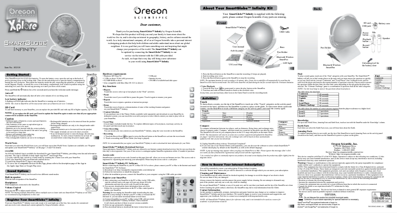 Page 1 of the manual User Manual Oregon Scientific SmartGlobe Infinity SG318